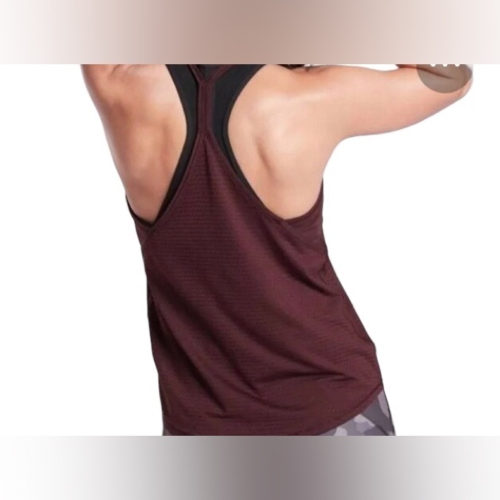 Athleta Chi Mesh Train Racerback Tank Size S Cabernet Work Out Yoga Training